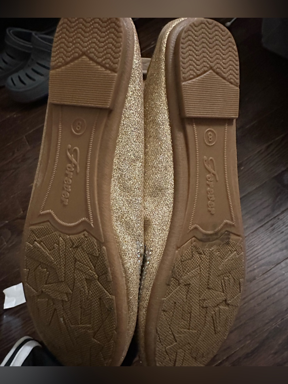 Forever 21 Gold Crystal-Embellished Round-Toe Flats - Picture 2 of 2